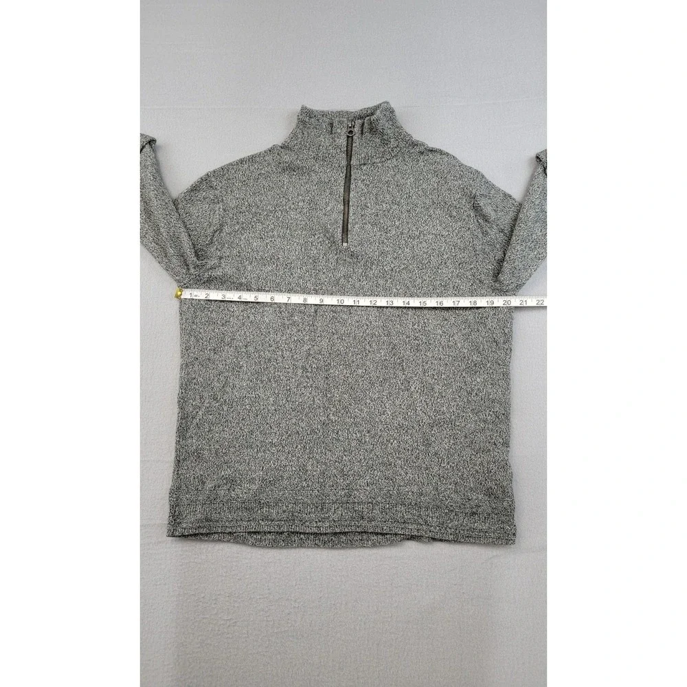 J Crew Men Sweater M Gray 1/4 Zip Pullover Knit Wool Blend Long Sleeve Casual